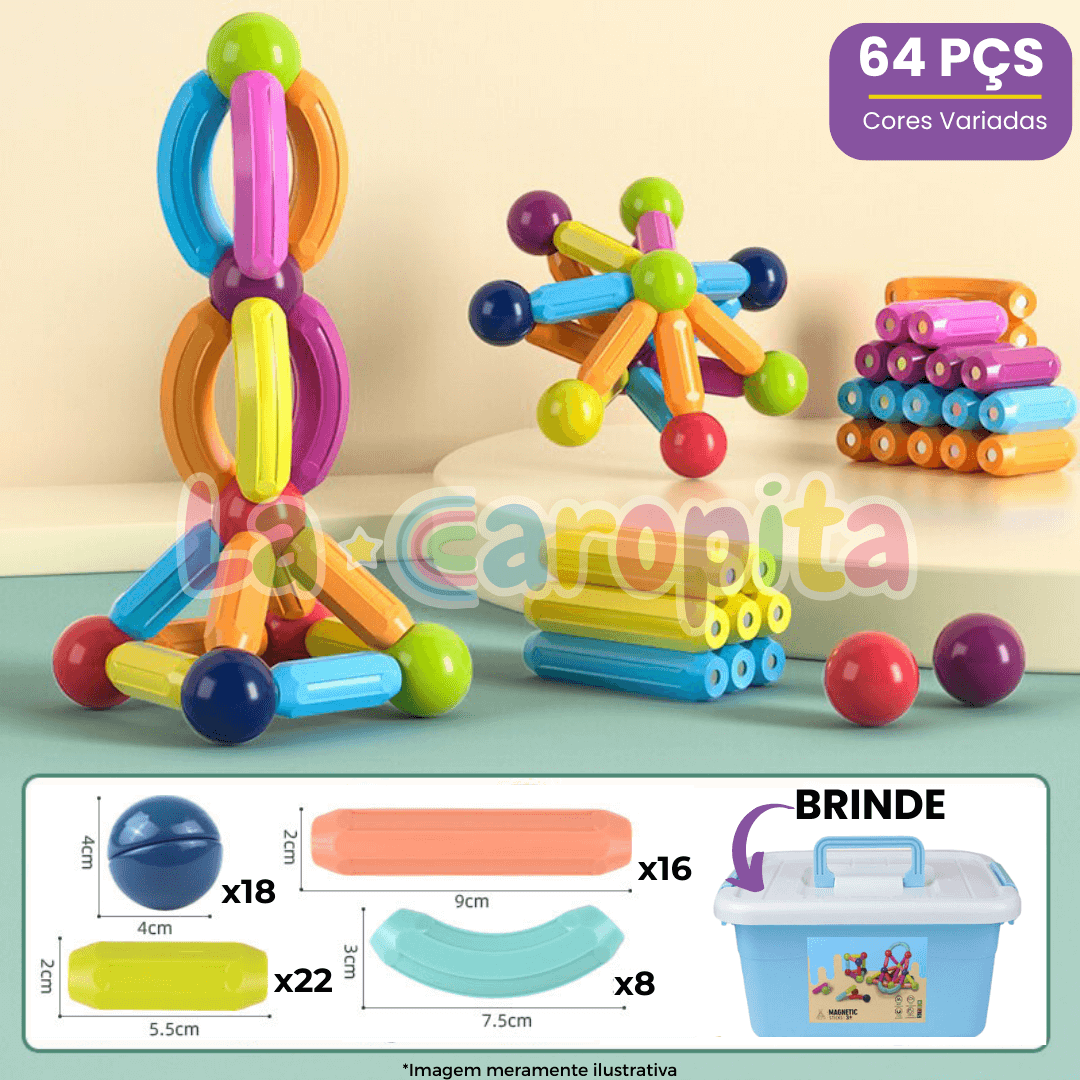 Bolas e Bastões de Construção Magnéticos